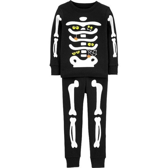 Carters Toddler Glow-In-The-Dark Skeleton Pajama Set Size 12mo - Picture 1 of 7